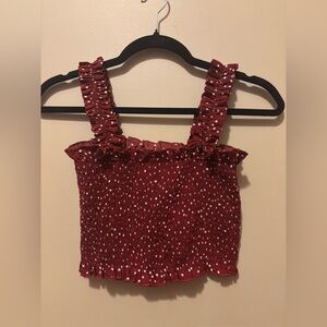 SHEIN Ruffled Polka Dot Crop Top